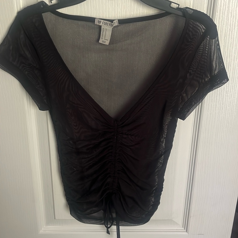 Forever 21, size medium, sheer mesh black top